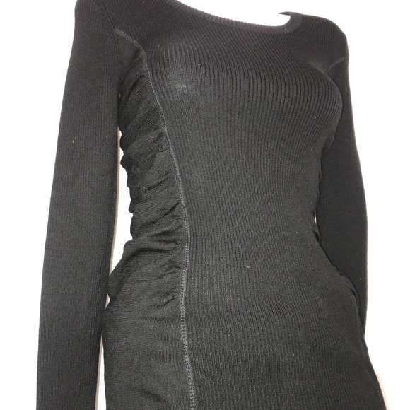 Calvin Klein Ribbed Wool Ruched Waist Long Dress - Picture 7 of 16